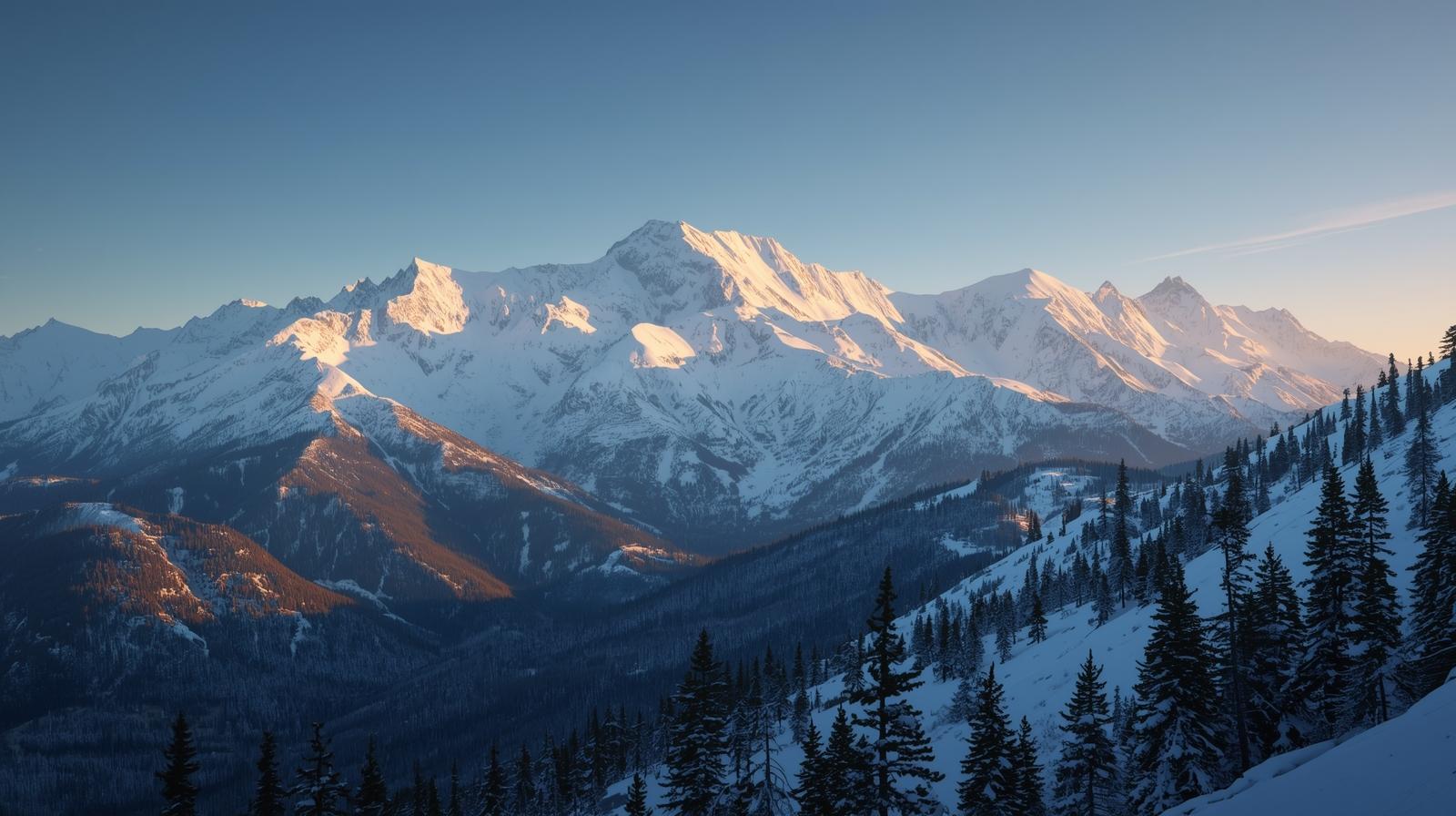 Colorado snow cap mountains above a graded mountain lot
